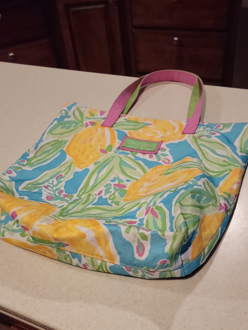 Bright Floral Canvas Tote Bag by Lilly Pulitzer - Blue, Yellow & Pink